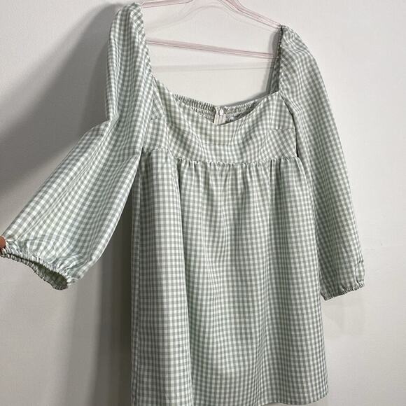 Gianni Bini Gingham Babydoll Dress Women's 10 Green - Picture 6 of 12